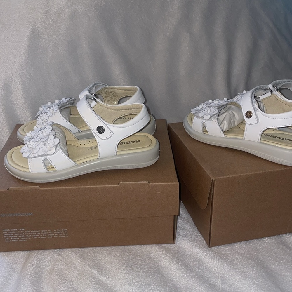 NWT NATURINO BRAHMA Leather sandals with flowers in White - Picture 9 of 11